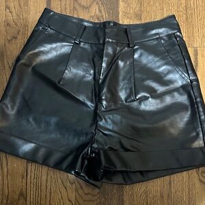 Black Faux Leather Women's Shorts